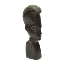 Hand Caved Hard Dark Wood African Head Sculpture Face Statue Figure 5.25... - $19.77