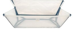 Stokke Flexi Bath Folding Baby Bathtub White Blue w/ Newborn Support No Plug image 3