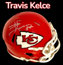 TRAVIS KELCE AUTOGRAPHED SIGNED KANSAS CITY CHIEFS FOOTBALL MINI HELMET ... - $287.09
