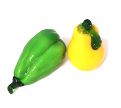 Glass Fruit Vegetable Pear Hand Blown Vintage Murano Style Heavy set 2 - £16.66 GBP