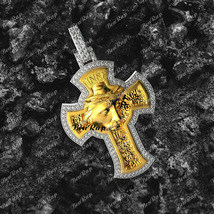 1 Ct Diamond INRI Jesus Christ Face Crucifix Cross Pendant Solid Sterling Silver - £254.50 GBP
