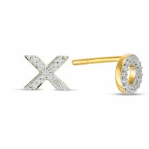 1/20 CT Simulated X and O Mismatch Stud Earrings in 14K Yellow Gold Plated - $53.96