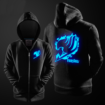 NEW Anime Fairy Tail Guild Logo Luminous Unisex Jacket Hoodie Black Coat Tops - £17.58 GBP