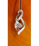 18&quot; CZ Paved Ribbon Pendant Prince of Wales Chain Sterling Silver 925 Ne... - £31.72 GBP