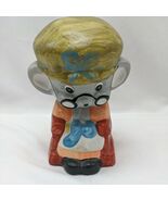 Ceramic 6&quot; Painted Knitting Grandma Mouse Coin Piggy Bank With Stopper - €7,27 EUR