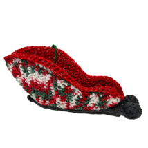 Vintage Handmade Crocheted Christmas Sleigh Decoration Candy Holder 10 x 4.5&quot; - £11.46 GBP