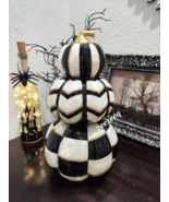 Halloween Fall Mackenzie Style Black White Gold Capiz Shell Staked Pumpk... - €58,18 EUR