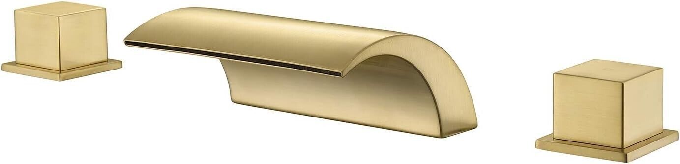 Brushed Gold 3 Holes widespread Waterfall Bathroom Bath Roman Tub Faucet - $148.49