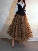 Caramel Polka Dot Tulle Skirt Outfit Women Custom Plus Size Fluffy Tulle Skirt image 3