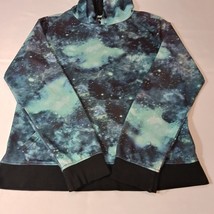 Carbon Men's Black & Dyed Blue Drawstring Hoodie Pullover Sweatshirt Size Medium image 10