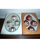 KREBS VINTAGE 4 TEDDY BEAR ON RED BALL+ 4 WREATH ON WHITE BALL ORNAMENTS - $24.39 CAD