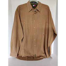 Vtg. Men Tommy Hilfiger Button Down Shirt Large Long Sleeve Plaid Brown Red - $21.78