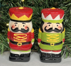 New Sleigh Bell Bistro Ceramic Christmas Nutcracker Salt &amp; Pepper Shakers - $13.75