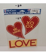 WinCraft Valentines Multi-Use 3 Decal Set 5.5&quot; x 7.5&quot; Red Heart Love - $183.39 MXN