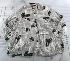 Come N See Button Down Shirt Mens Extra Large White Newsprint Button Acc... - $23.12