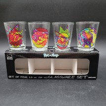 New Rick and Morty Colorful TieDie Faces 1.5 Oz. Mini Shot Bar Glasses S... - $225.61 MXN