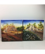 Hand Painted Southwest Houses Art 14X14 Canvas Picture Set 2 - £39.50 GBP