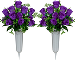 Artificial Cemetery Flowers, Set of 2 Artificial Rose Bouquet Grave Memo... - £25.19 GBP