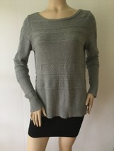 Ann Taylor LOFT Gray Knit 100% Cotton Long Sleeve Pullover Sweater (Size M) - £11.92 GBP