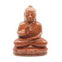 1420Ct Goldstone Sunstone Carved Lord Buddha Art Work Sculpture - $134.84