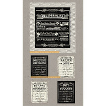 23.5&quot; X 44&quot; Panel Life&#39;s Recipes Kitchen Phrases Cotton Fabric Panel (D572.50) - £6.75 GBP