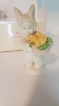 Vtg Department 56 Snow Bunny Figurine &quot;A Basket Of Joy&quot; 4 In. Bunny Baby Chicks - £10.13 GBP