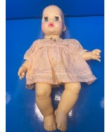 Vintage Ideal Toy Corp  1971 Tiny Tears Baby Doll TNT-14-H195 in Pink Dress - $15.83