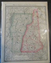 Antique 1882 Vermont/New Hampshire Map Atlas Page Hand Colored - £16.06 GBP