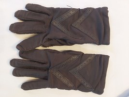 Vintage Womens Isotoners Warm Ups By Aris Brown Leather Wool Lining - £15.55 GBP