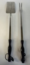 Vintage CUTCO 1706 And 1707 Stainless Hattershire BBQ Spatula Fork Brown Swirl - £29.72 GBP