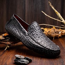 Remo Genuine Caiman Slip On Driving Loafers Black image 6