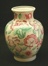 Vintage Style 12&quot; Chinese Porcelain Vase Hand Painted Floral Pastel Colors - £31.60 GBP