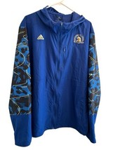 Adidas 125th Boston Marathon Men XL Windbreaker Jacket Blue 2021 Full Zi... - $42.75