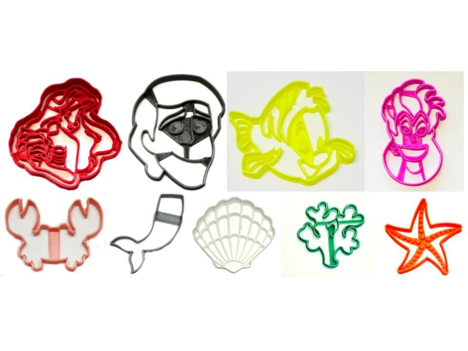 Little Mermaid Kids Cartoon Movie Set of 9 Cookie Cutter USA PR1442