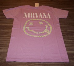 Women&#39;s Nirvana Band Smiley Face T-shirt Small Purple Lavendar New w/ Tag - £15.57 GBP