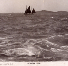 Rough Sea Sailboat RPPC Postcard Vintage Rotary Photo UK Boat Ship Ocean... - $12.95