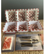 Lobster Tray Bowl Serving Platters W/Shell Cracker Set and Disposable Bibs - $377.61 MXN