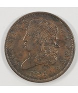 1834 Half Cent in Extra Fine XF Condition, Brown Color, Strong Detail - $216.47 CAD