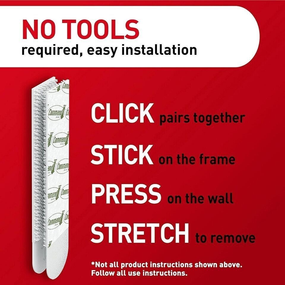 16 STRIPS 3M 8 Pairs 3.65*.73 in- Command Poster White Large Damage Free... - $3.51+