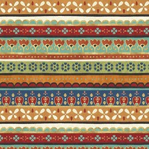 1 Yd Piece - La Vida Loca Mexican Southwestern Stripes Cotton Fabric M208.45 - £4.69 GBP