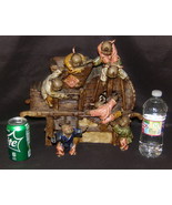 Lg Vintage Japanese Sculpture Antique Rice Mill w Children 16 x 13&quot; Hand... - £232.05 GBP