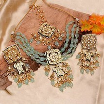 Kundan Gold Plated Wedding Jewellery Pearl Choker Necklace Set Earrings a1400 - £50.57 GBP