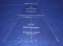 Half Hexagon Quilt Templates. 5 and 10 Inches - 2 Pieces Clear Acrylic - £26.06 GBP