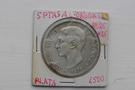 Spanish Silver Five Pesetas of King Alfonso X11. - $65.00