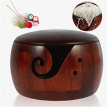 Carve &amp; Craft Yarn Caddy - Pine Knitting &amp; Crochet Bowl with Lid &amp; Carve... - $50.44