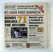 Barry Bonds Breaks Home Run Record #71 St. Louis Post Dispatch Newspaper 2001 - £5.14 GBP