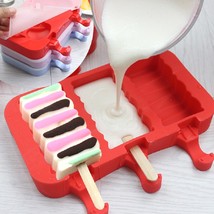 5pcs/Lot 3 Holes Silicone Ice Cream Mold With Dustproof Cover DIY Popsicle Molds - £20.77 GBP