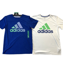 Adidas Youth Boys 2 Pack Performance Athletic Shirts Blue White XL 18/20 - £12.48 GBP