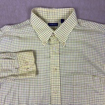 Gitman Bros Shirt Mens Large Yellow Button Down Windowpane Check Plaid USA - £18.35 GBP