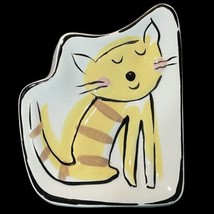 Jenny Faw Striped Yellow Kitty Cat Bathroom Soap Dish Cats &amp; Dogs New Ce... - $19.75